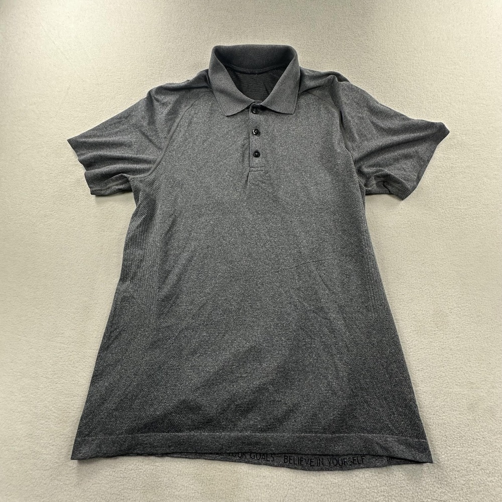 Lululemon Shirt Mens Medium Gray Metal Vent Tech Golf Polo Performance Stretch